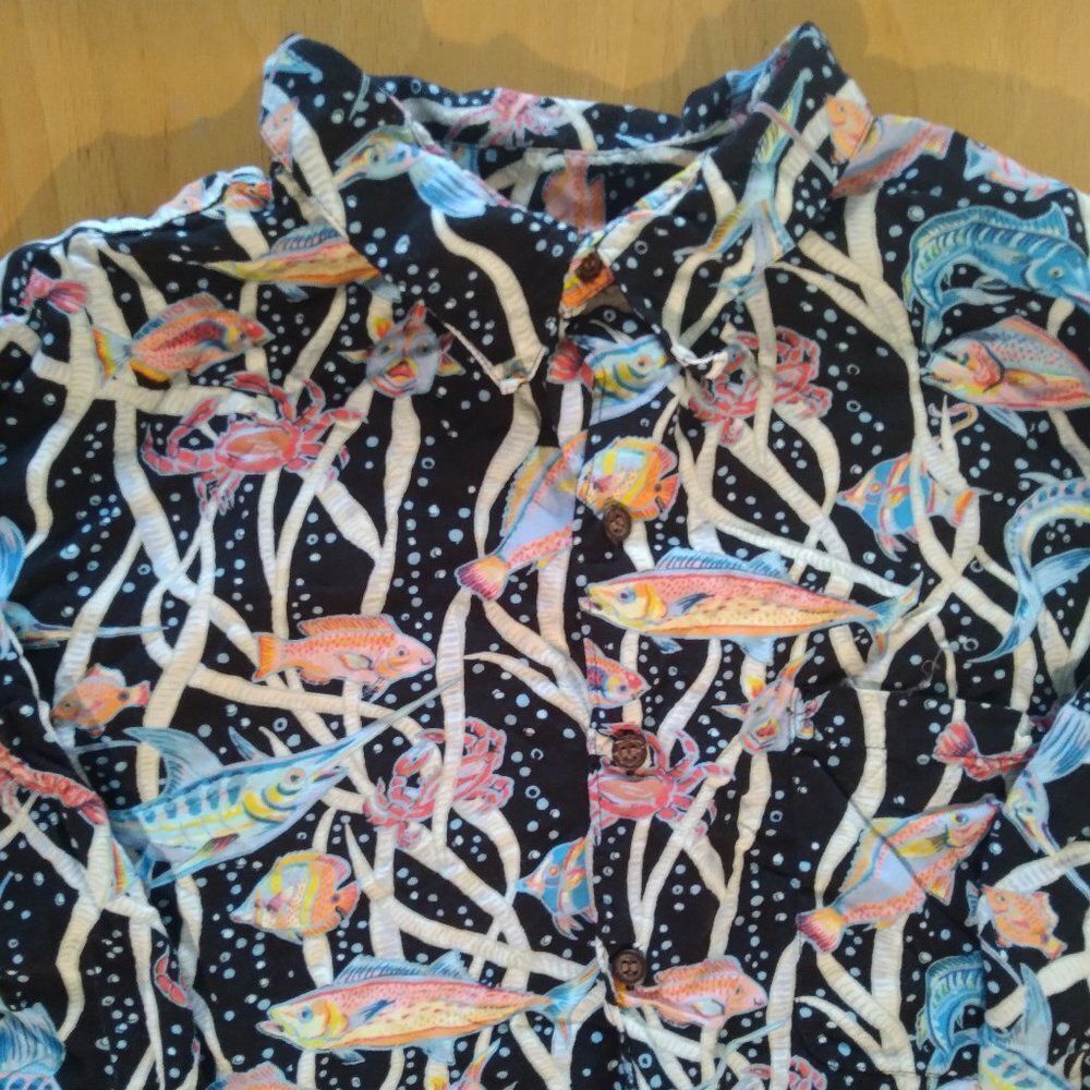 reyn spooner • Black Button-Down Shirt with Multicolor Fish Print